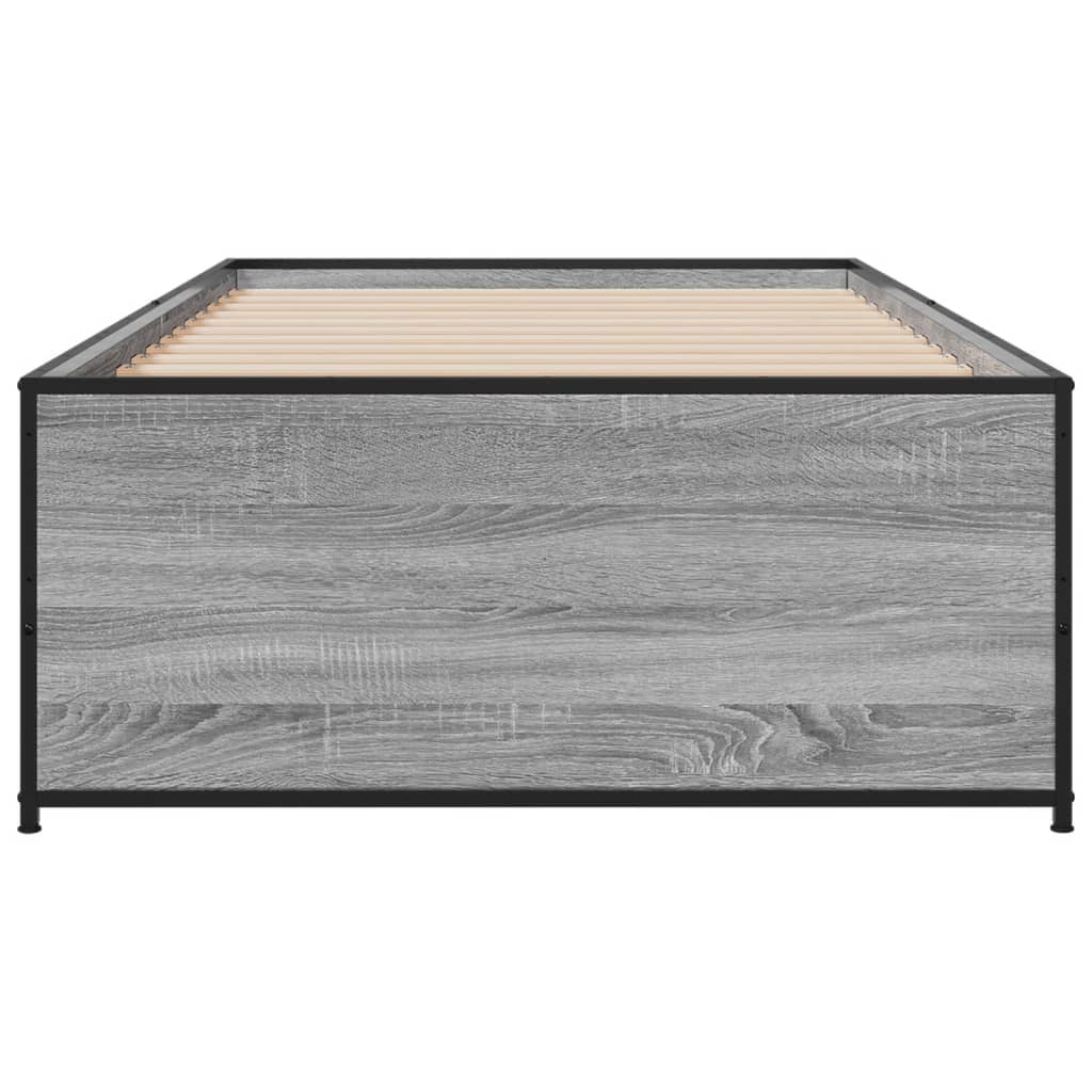sengeramme 100x200 cm konstrueret træ og metal grå sonoma-eg