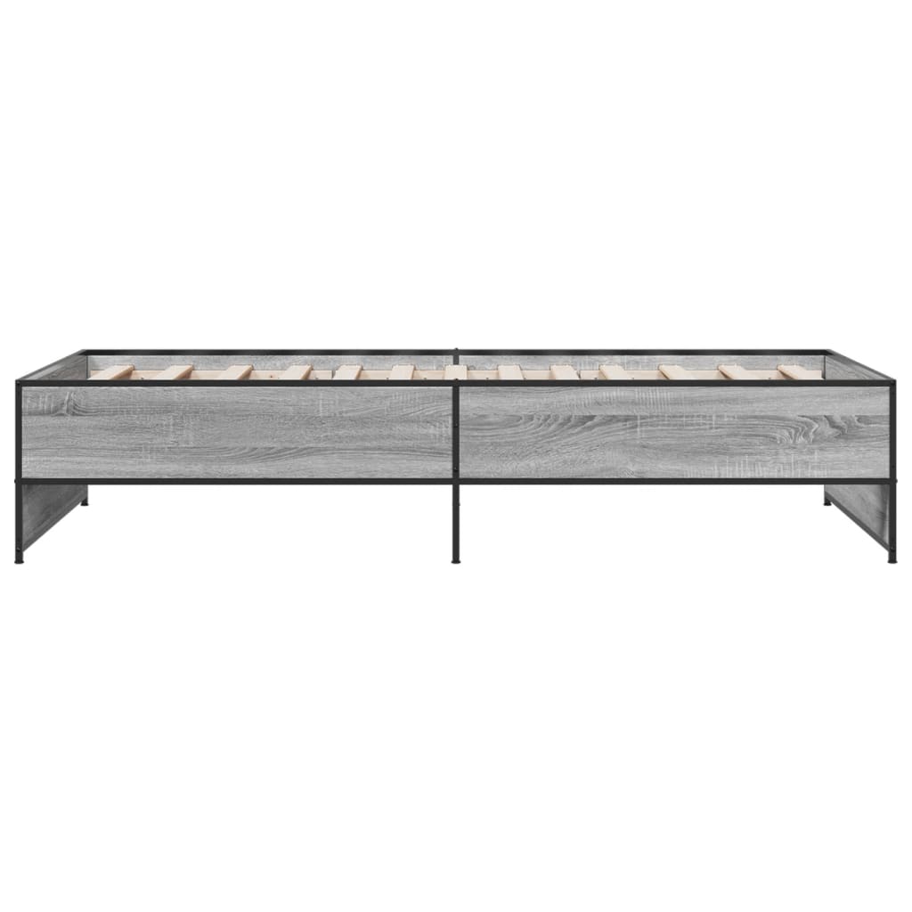 sengeramme 100x200 cm konstrueret træ og metal grå sonoma-eg
