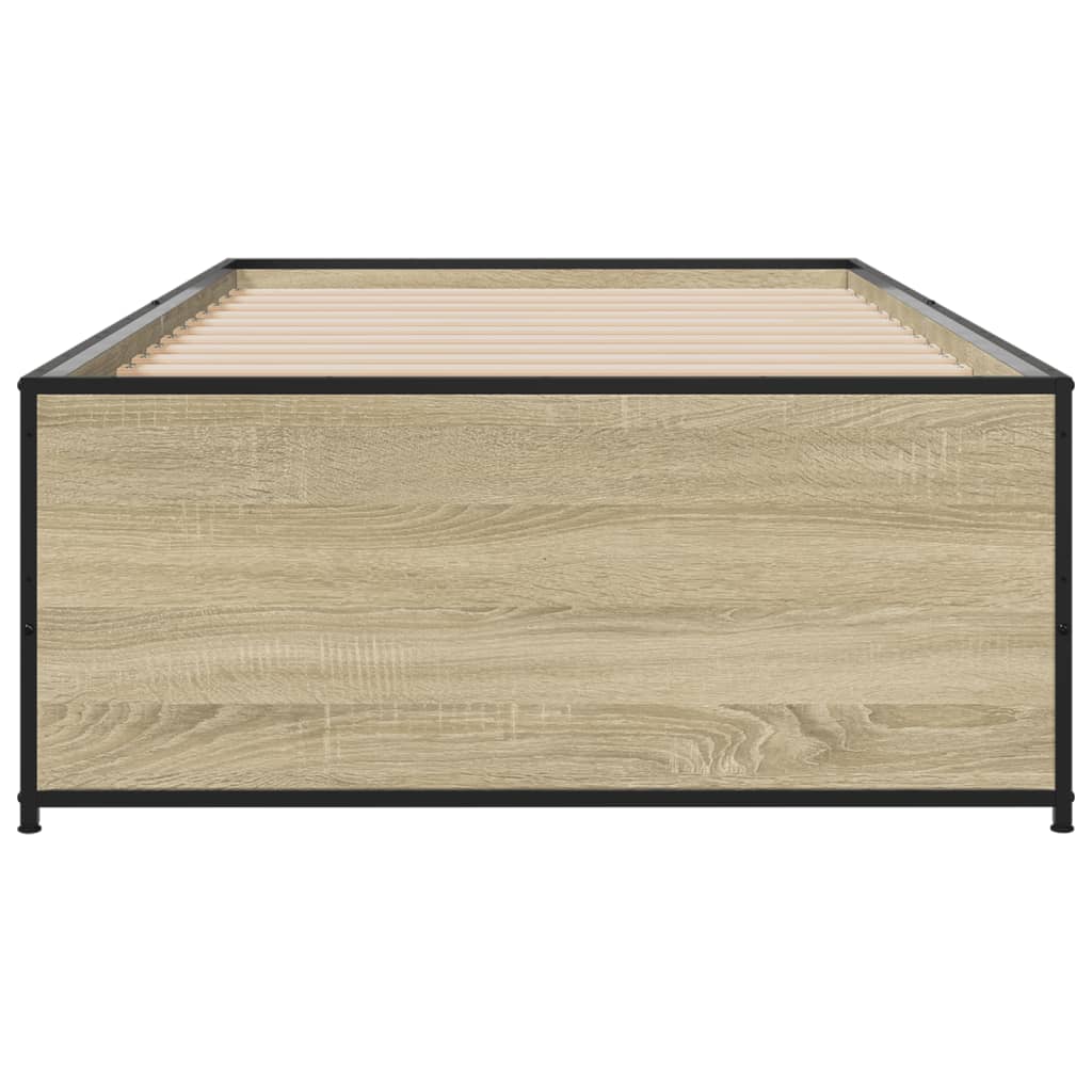 sengeramme 90x200 cm konstrueret træ og metal sonoma-eg