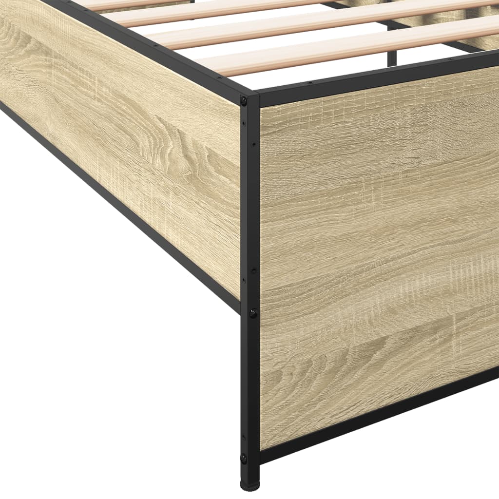 sengeramme 90x200 cm konstrueret træ og metal sonoma-eg