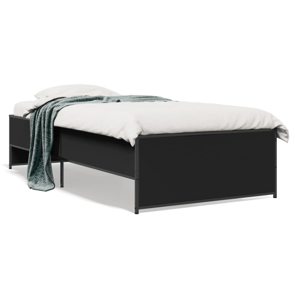 sengeramme 90x190 cm konstrueret træ og metal sort