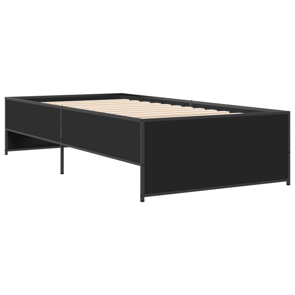 sengeramme 90x190 cm konstrueret træ og metal sort