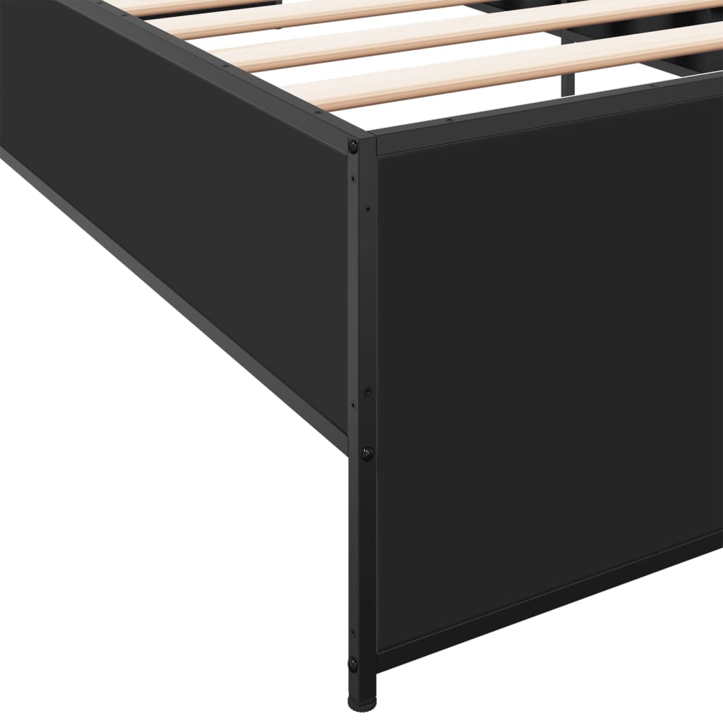 sengeramme 90x190 cm konstrueret træ og metal sort