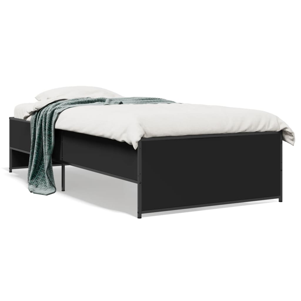 sengeramme 75x190 cm konstrueret træ og metal sort
