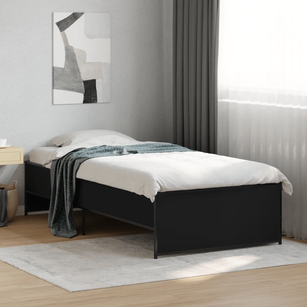 sengeramme 75x190 cm konstrueret træ og metal sort