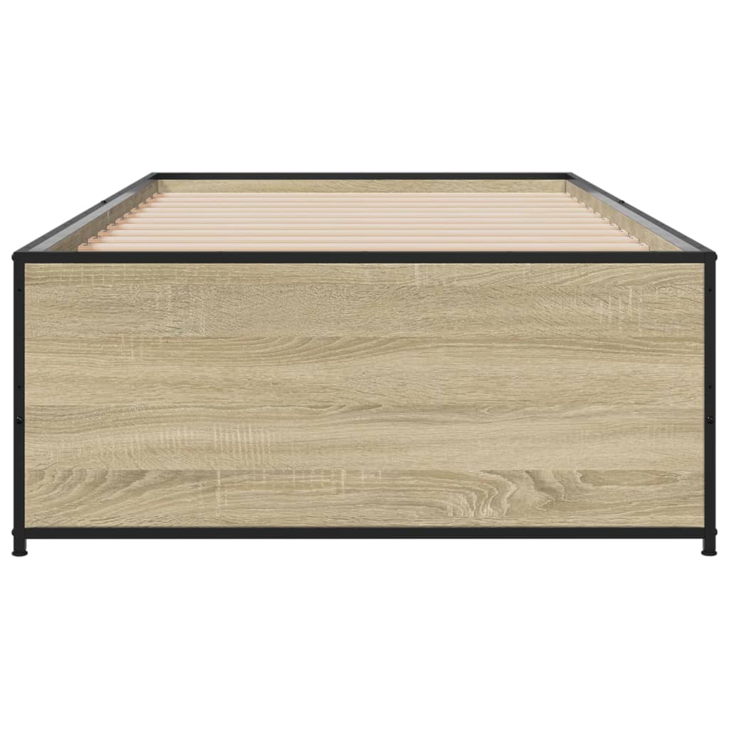 sengeramme 75x190 cm konstrueret træ og metal sonoma-eg