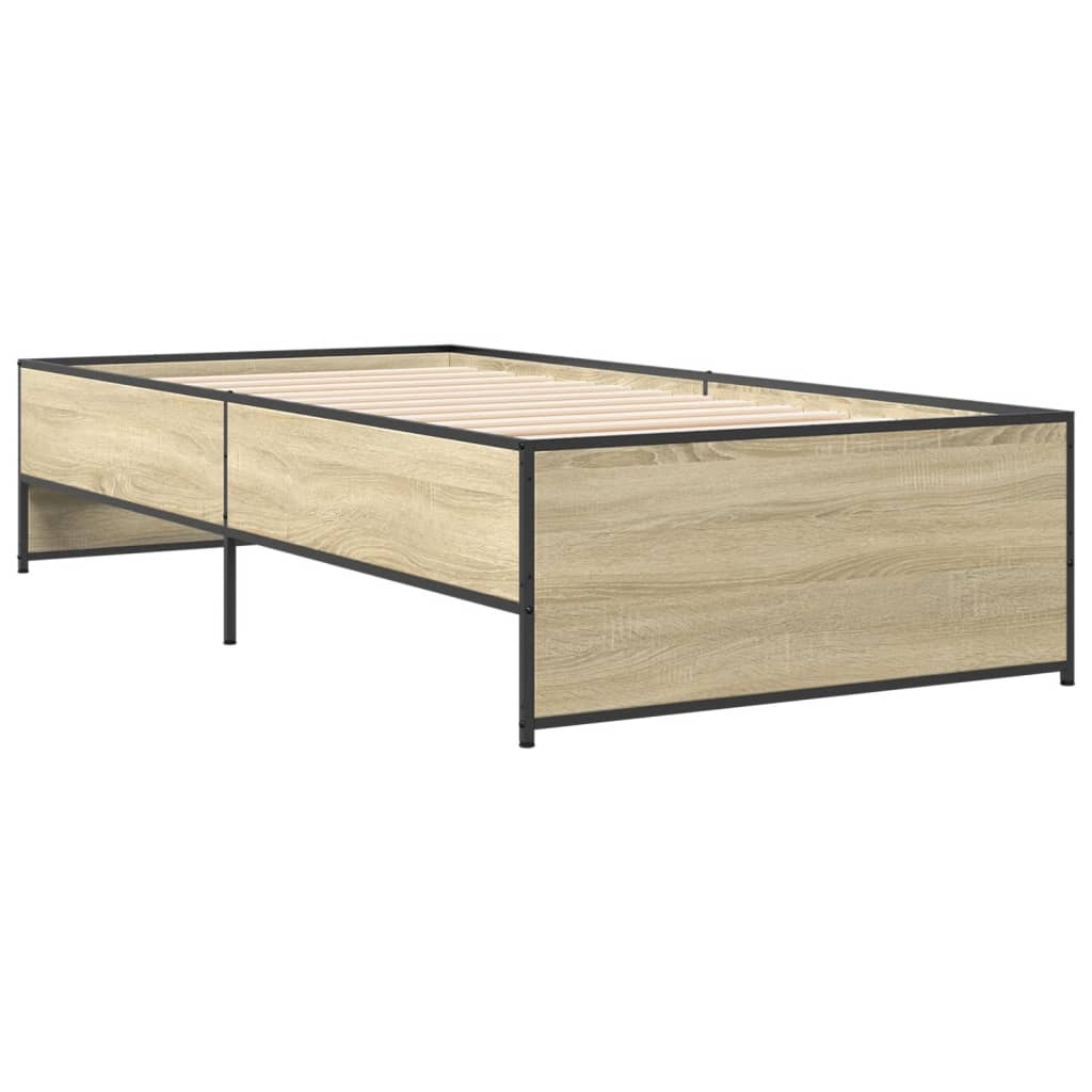 sengeramme 75x190 cm konstrueret træ og metal sonoma-eg