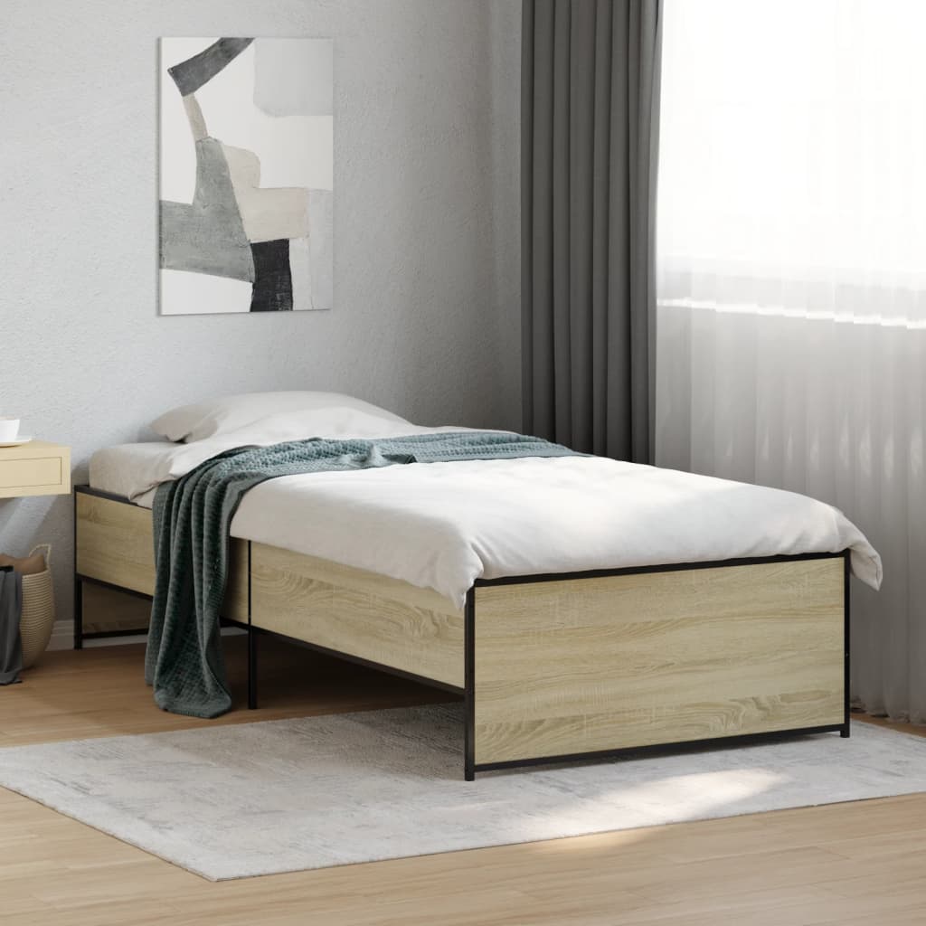 sengeramme 75x190 cm konstrueret træ og metal sonoma-eg