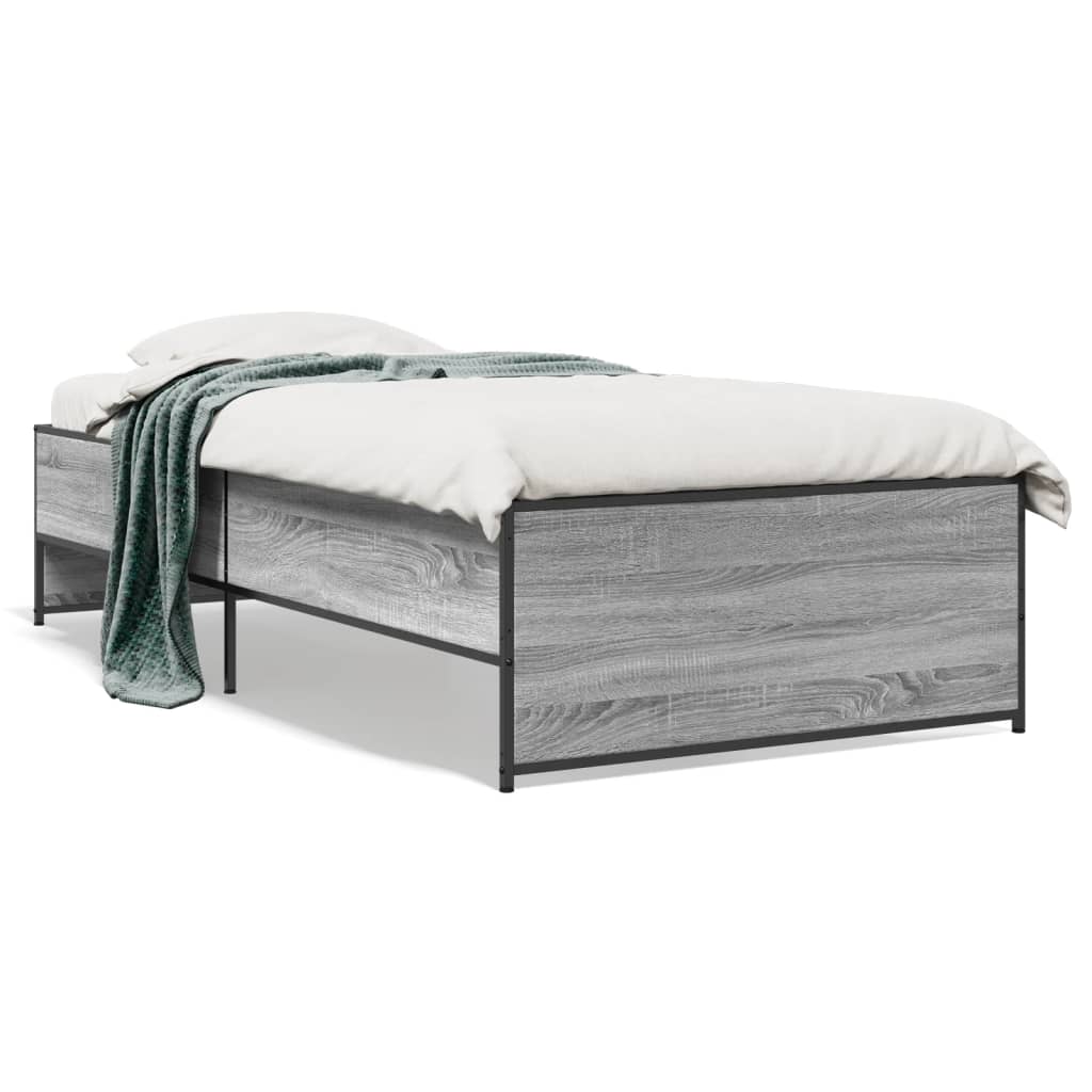 sengeramme 75x190 cm konstrueret træ og metal grå sonoma-eg