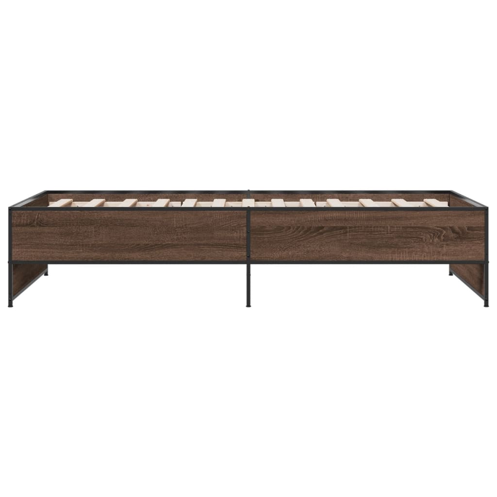 sengeramme 75x190 cm konstrueret træ og metal brun egetræsfarve