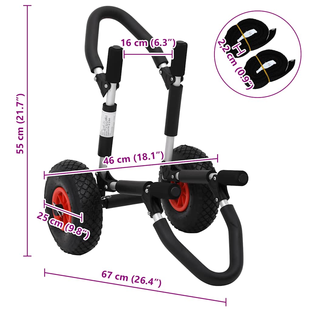 SUP trolley til surfbræt 45 kg foldbar aluminium