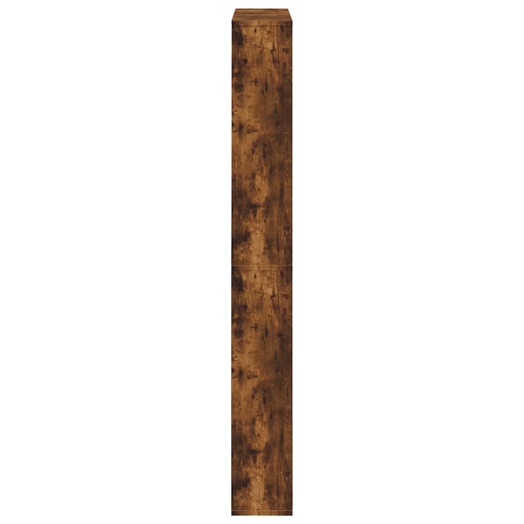 skoskab med spejl 4 hylder 63x17x134 cm røget egetræ