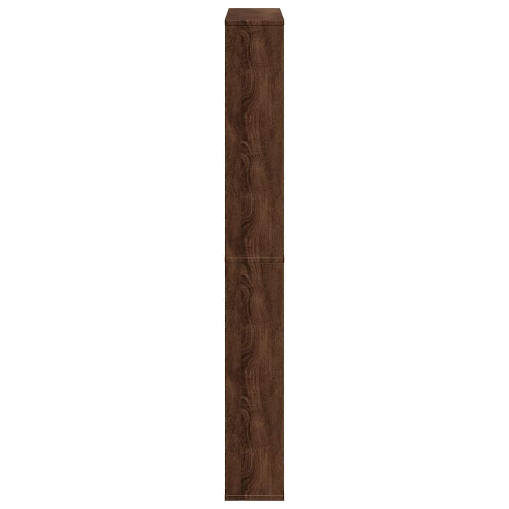skoskab med spejl og 4 hylder 63x17x134 cm brun egetræsfarve