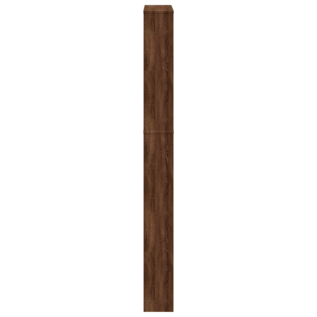 skoskab med spejl og 5 hylder 63x17x169,5 cm brun egetræsfarve
