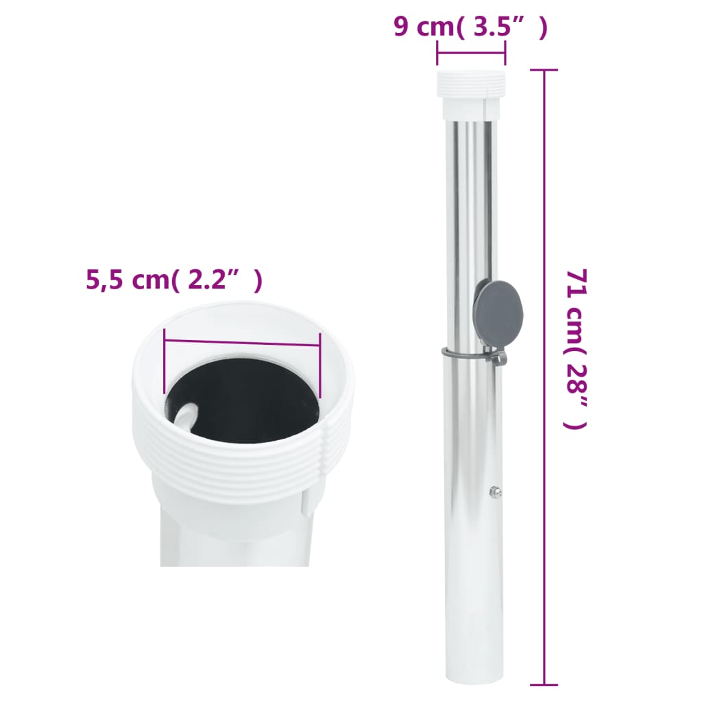 nedgravet parasolholder til 40-50 mm stang aluminium sølvfarvet