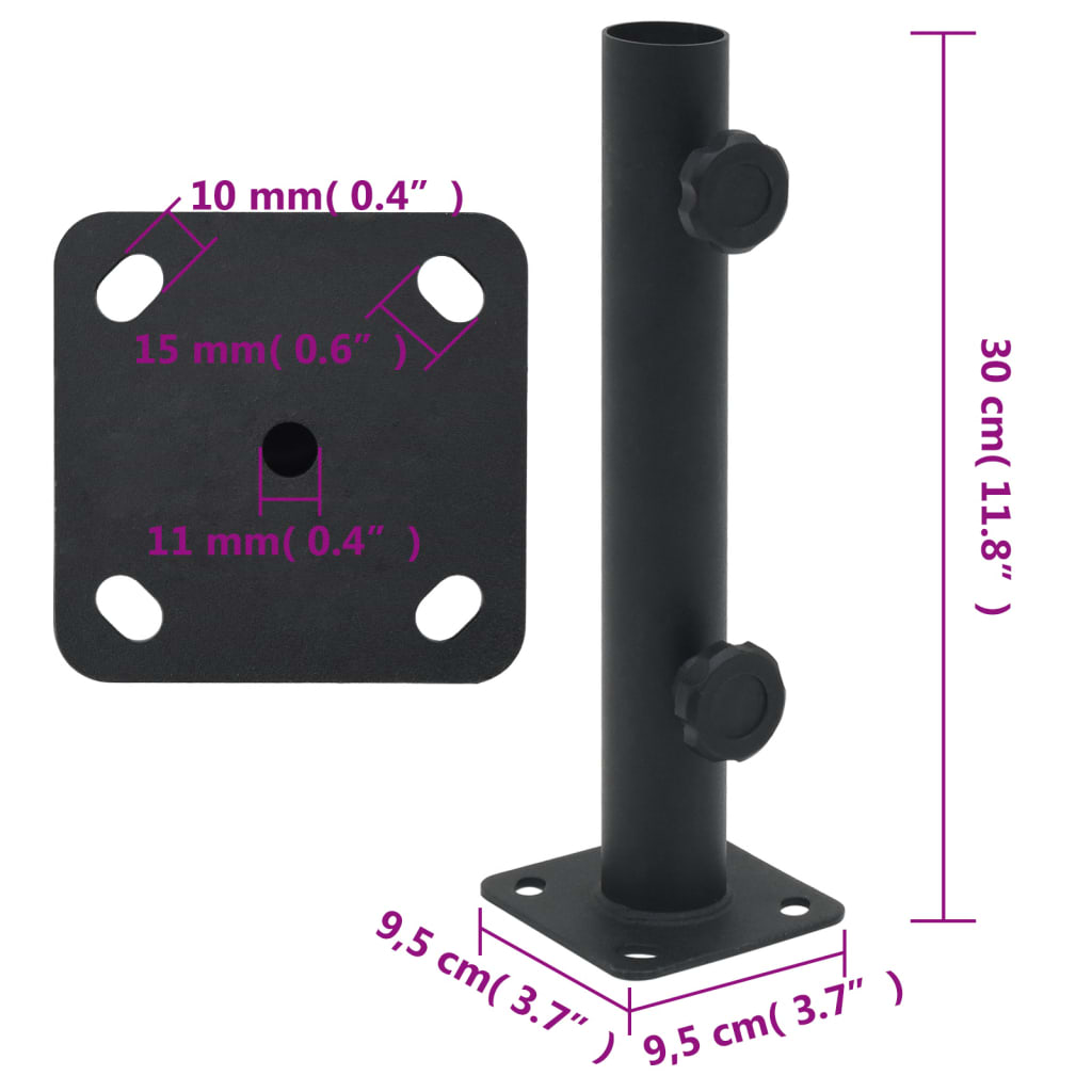 parasolholder til Ø32/34/38 mm stang stål matsort