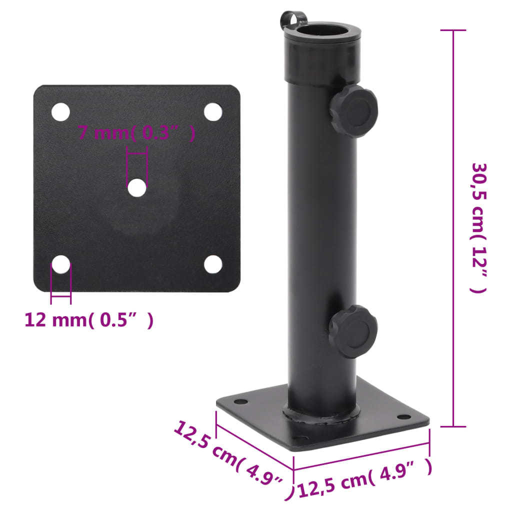 parasolholder til Ø38/48 mm stang stål matsort