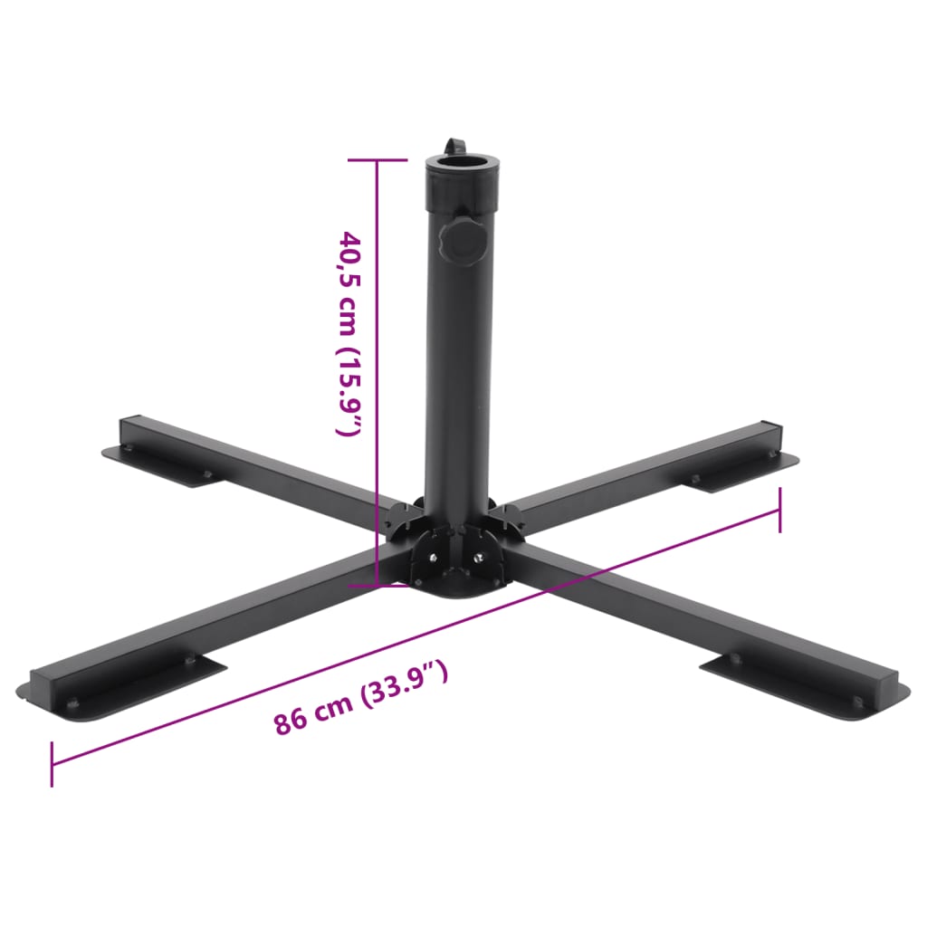 foldbar parasolholder til Ø38/48 mm stang stål blank sort