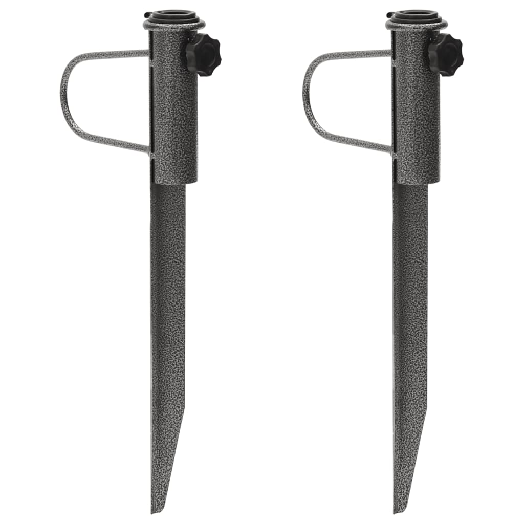 parasolholdere 2 stk. med jordspyd 19x42 cm galvaniseret stål