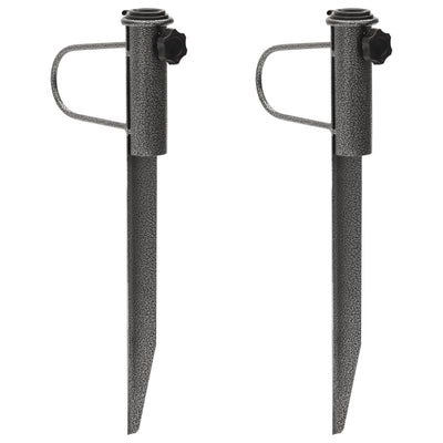parasolholdere 2 stk. med jordspyd 19x42 cm galvaniseret stål