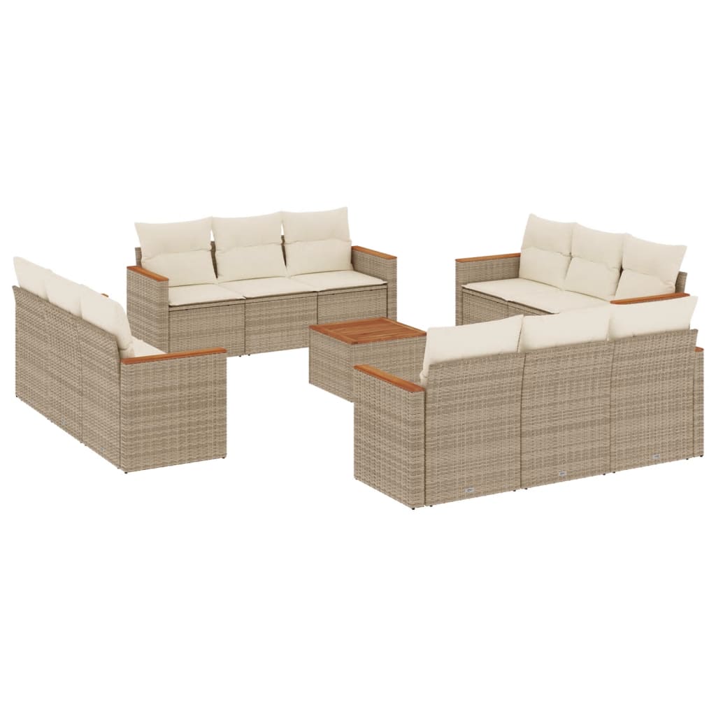 sofasæt til haven 13 dele med hynder polyrattan beige
