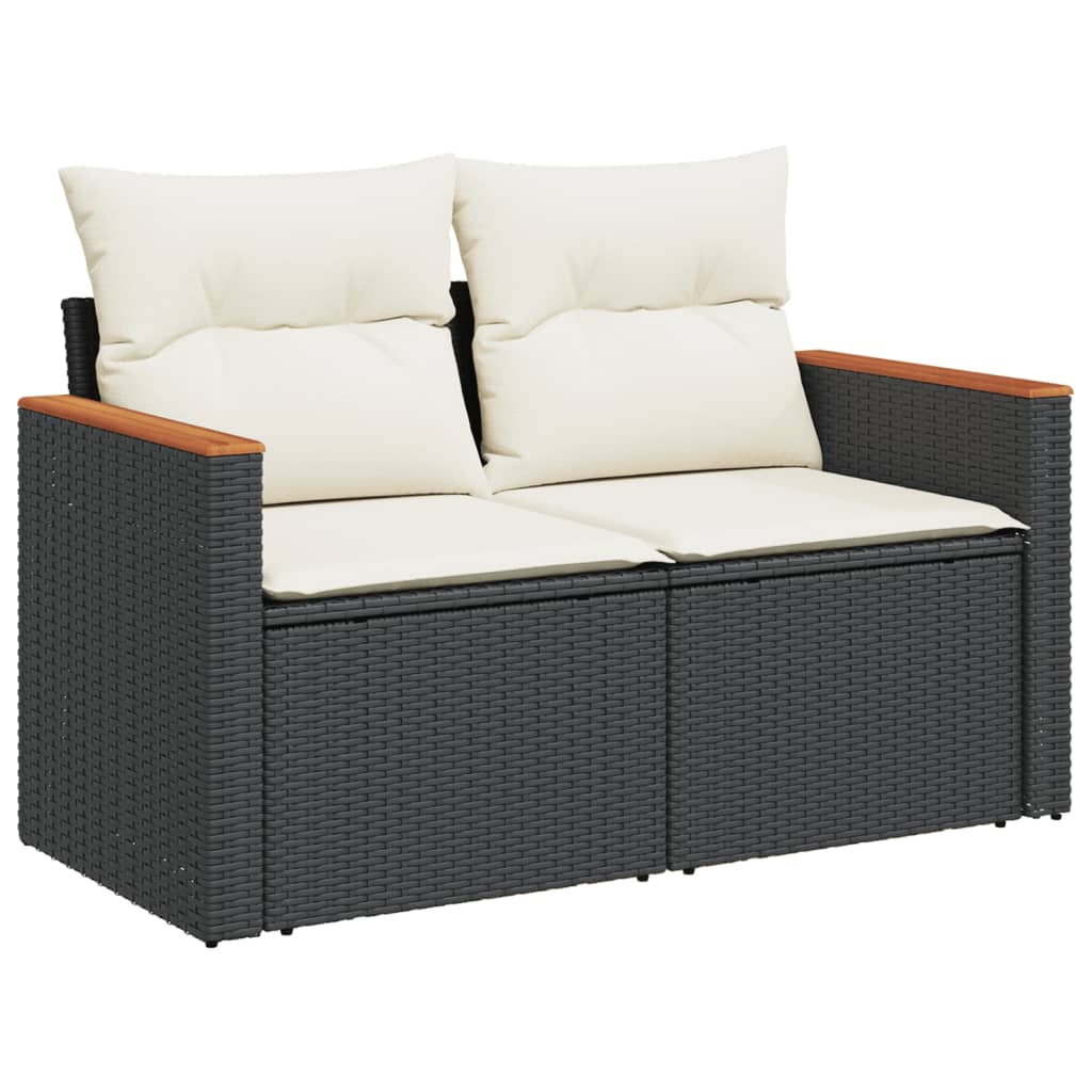 sofasæt til haven 7 dele med hynder polyrattan sort
