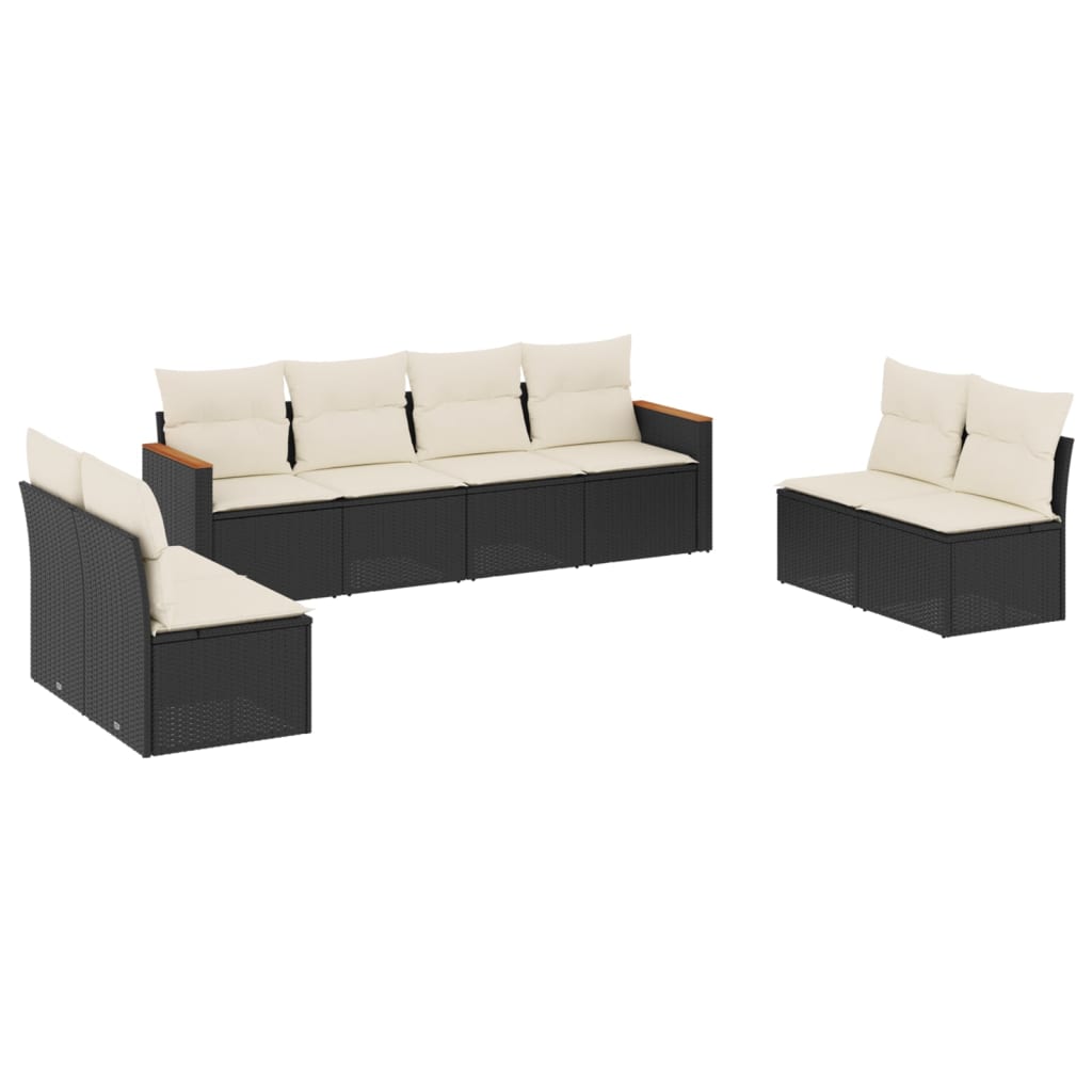 sofasæt til haven 8 dele med hynder polyrattan sort