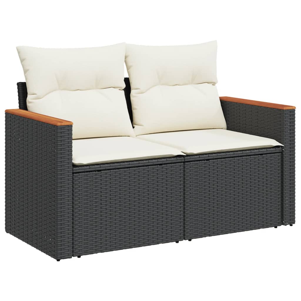 sofasæt til haven 4 dele med hynder polyrattan sort