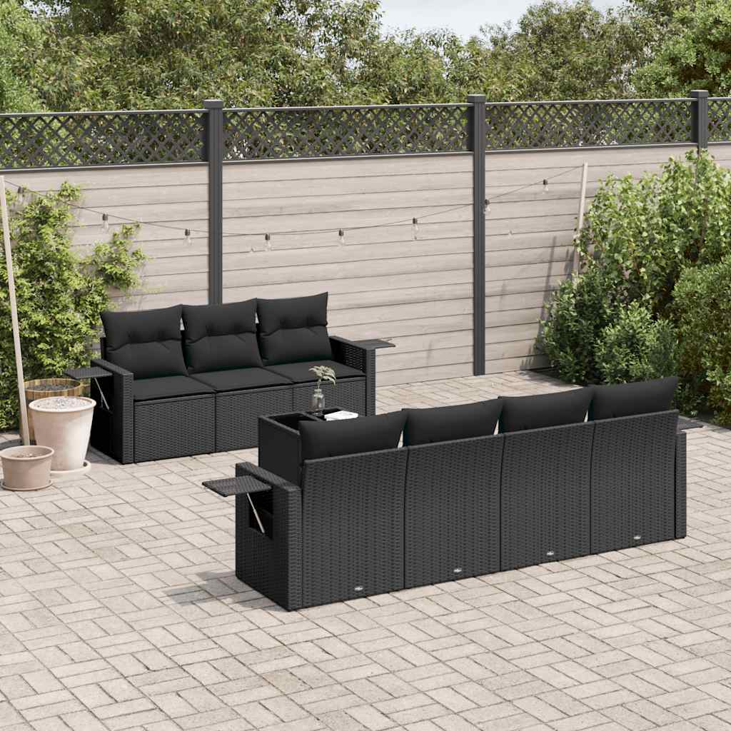 sofasæt til haven 8 dele med hynder polyrattan sort