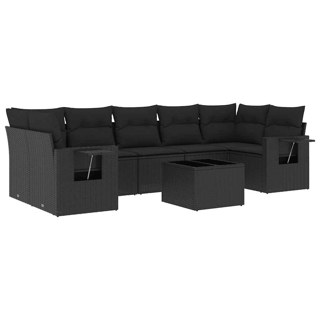 sofasæt til haven 8 dele med hynder polyrattan sort