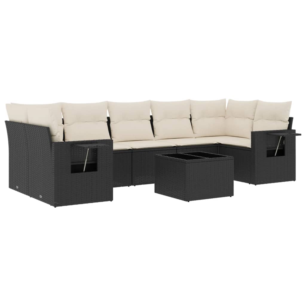 sofasæt til haven 8 dele med hynder polyrattan sort