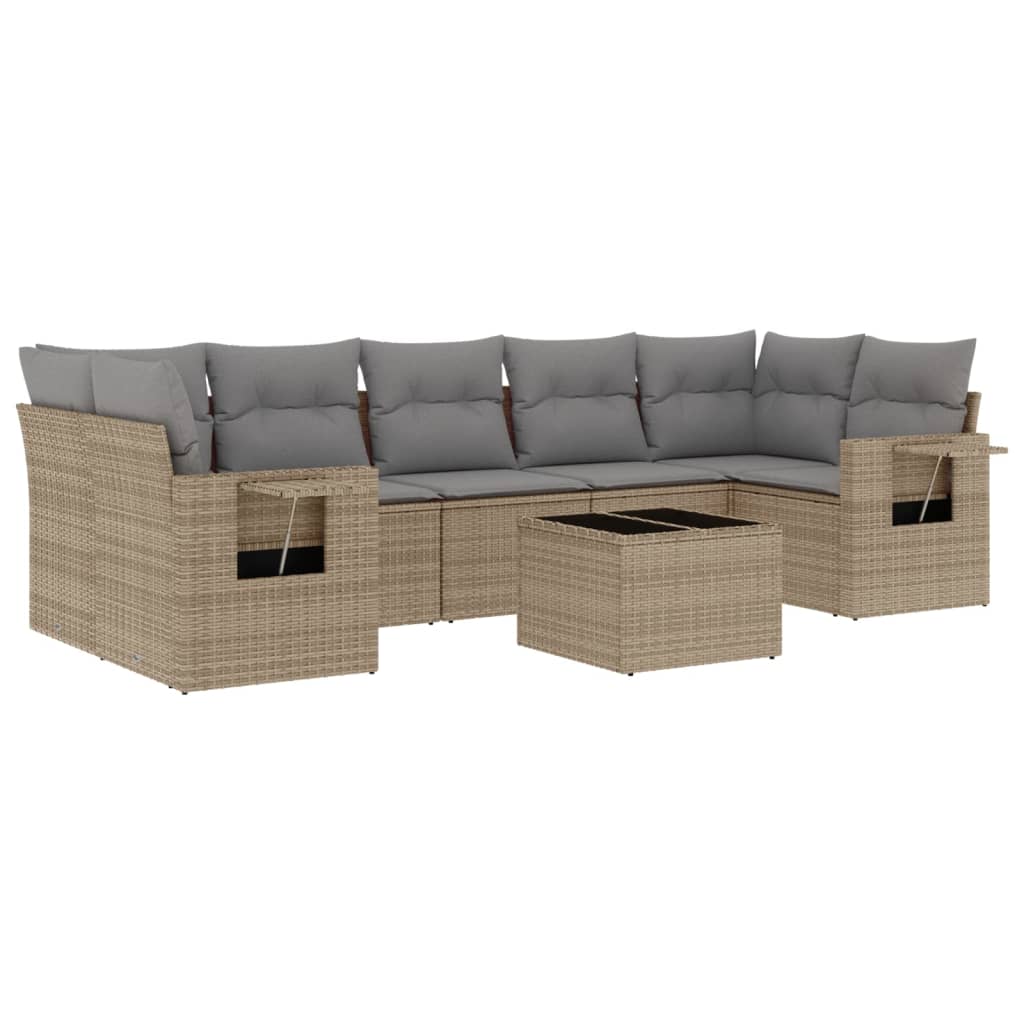 sofasæt til haven 8 dele med hynder polyrattan beige