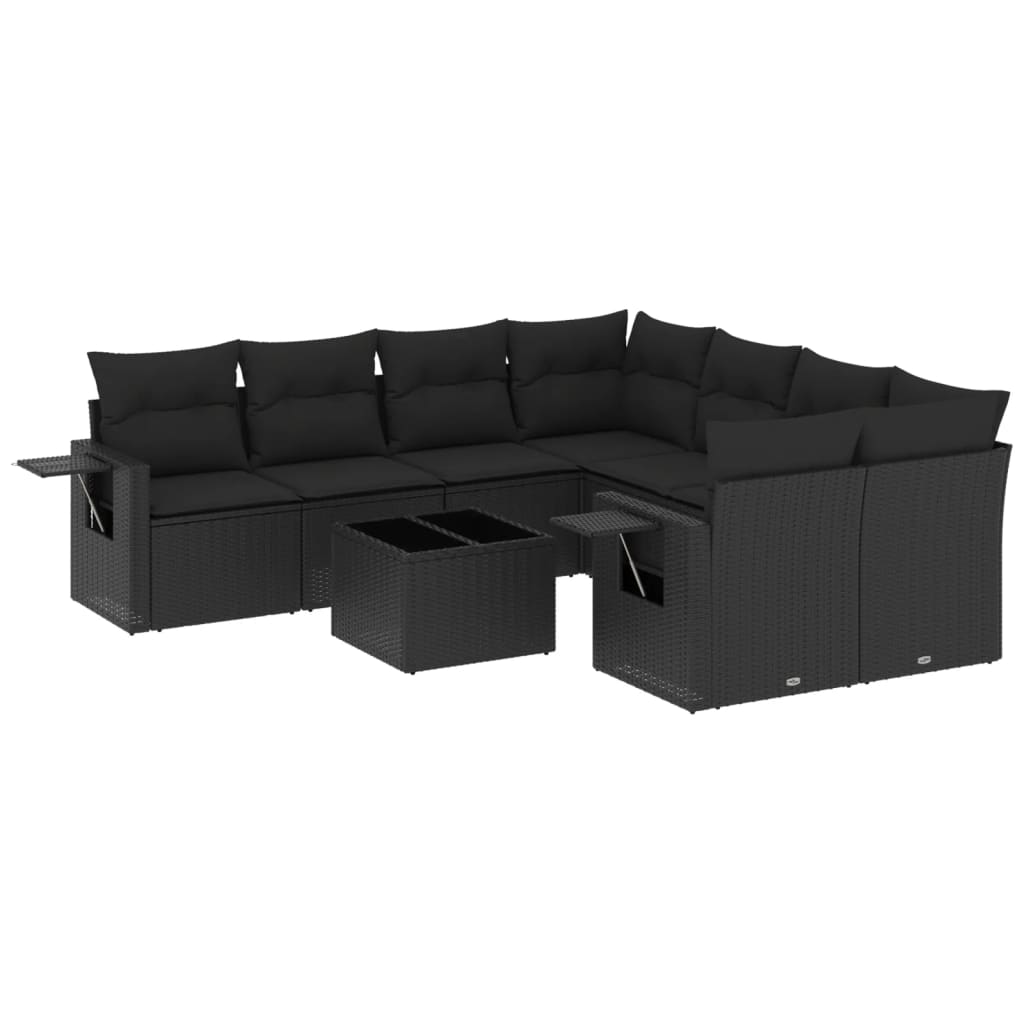 sofasæt til haven 9 dele med hynder polyrattan sort
