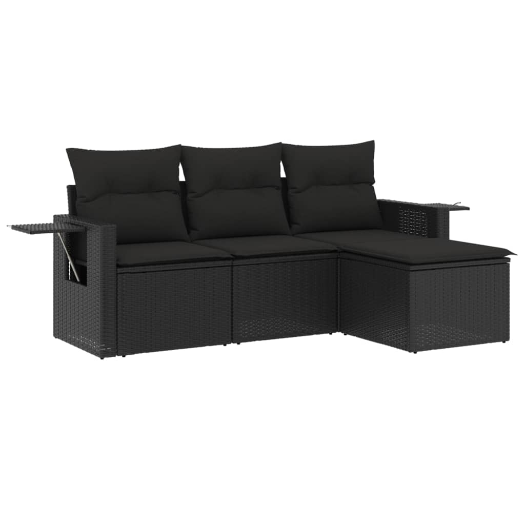 sofasæt til haven 4 dele med hynder polyrattan sort