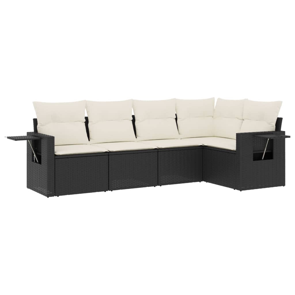 sofasæt til haven 5 dele med hynder polyrattan sort