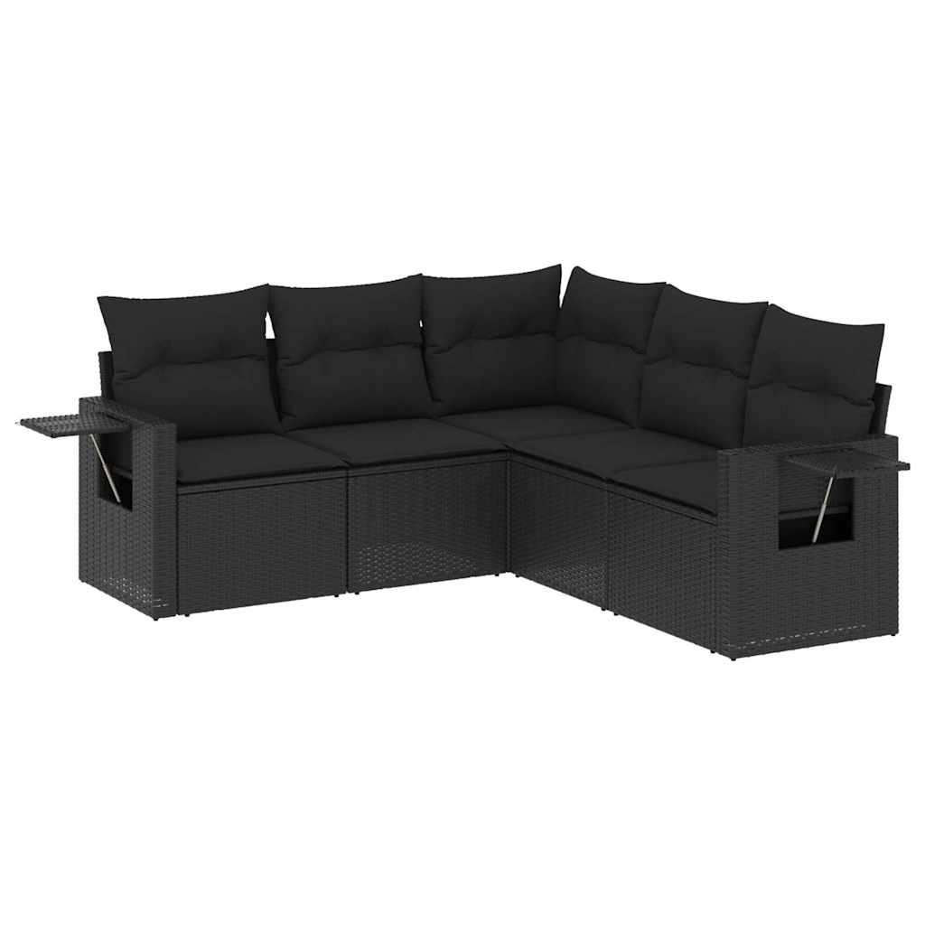 sofasæt til haven 5 dele med hynder polyrattan sort