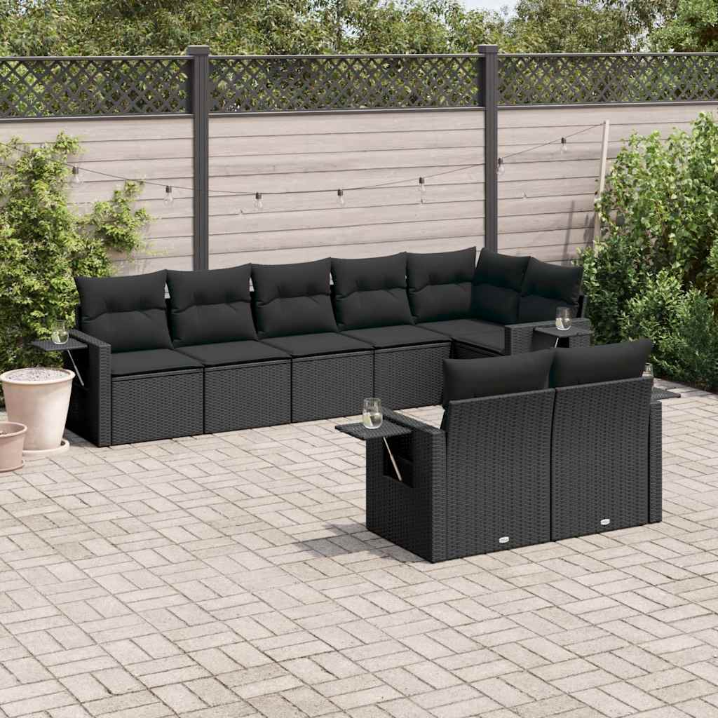 sofasæt til haven 8 dele med hynder polyrattan sort