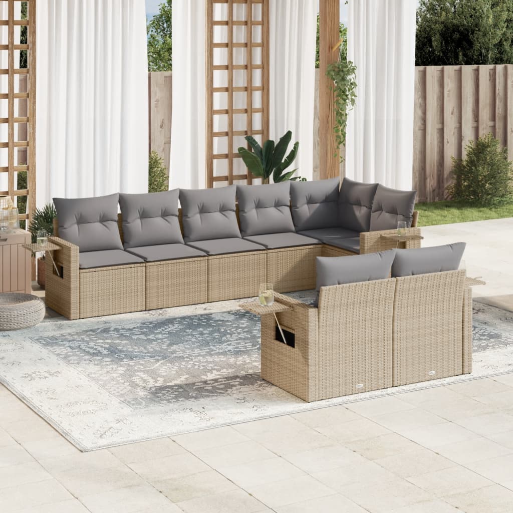 sofasæt til haven 8 dele med hynder polyrattan beige