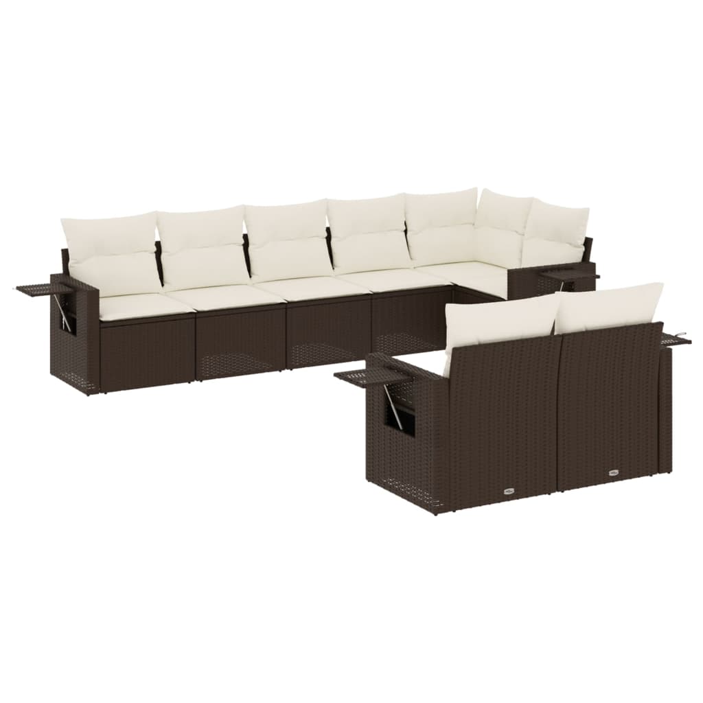 sofasæt til haven 8 dele med hynder polyrattan brun