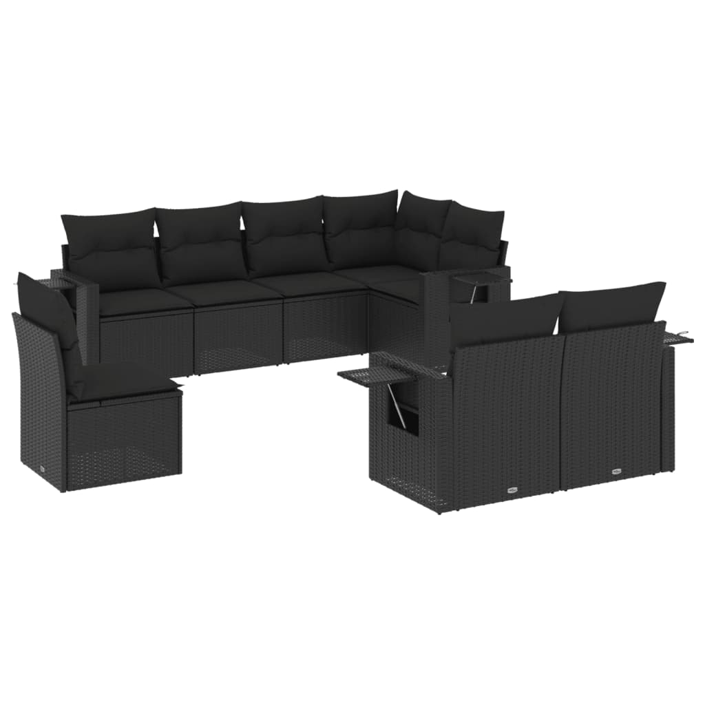 sofasæt til haven 8 dele med hynder polyrattan sort