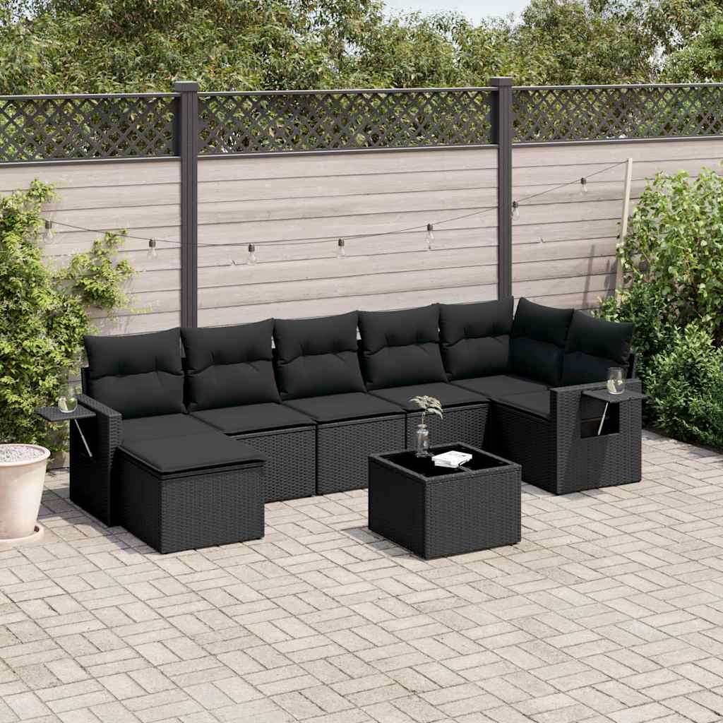 sofasæt til haven 8 dele med hynder polyrattan sort
