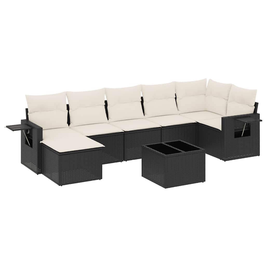 sofasæt til haven 8 dele med hynder polyrattan sort