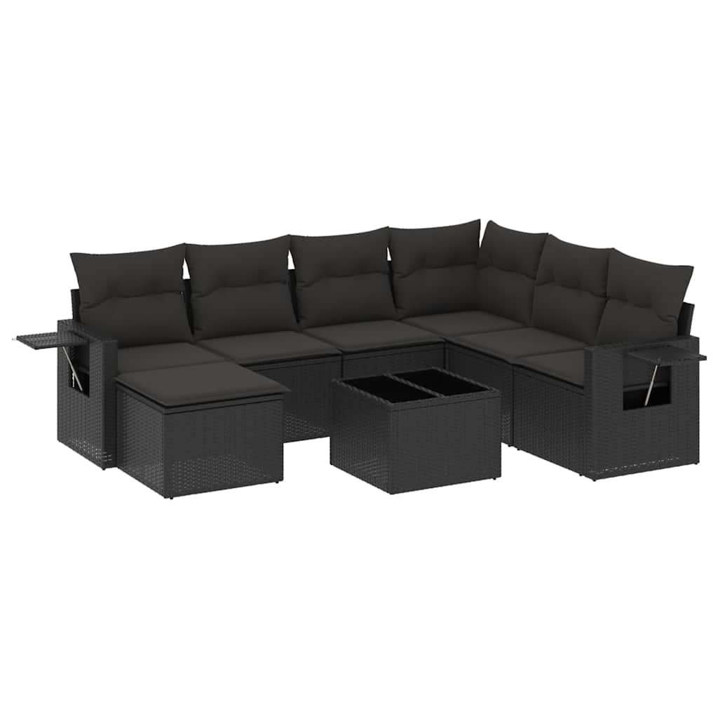 sofasæt til haven 8 dele med hynder polyrattan sort