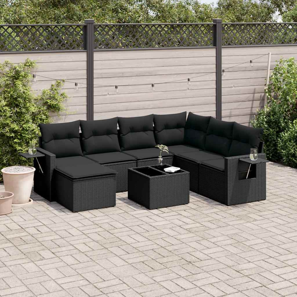sofasæt til haven 8 dele med hynder polyrattan sort