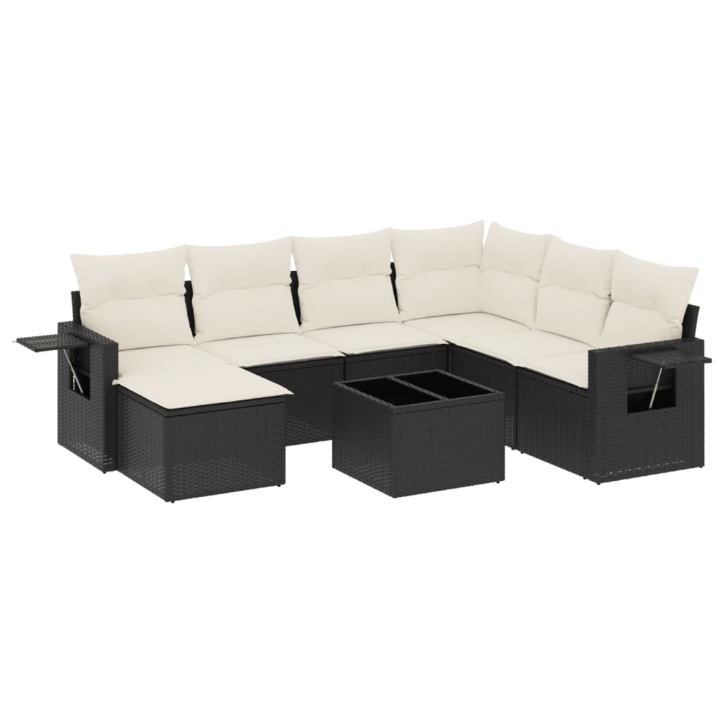 sofasæt til haven 8 dele med hynder polyrattan sort