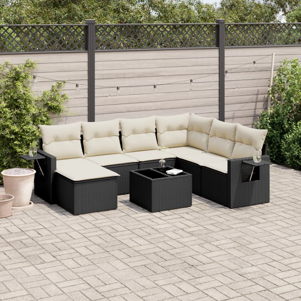 sofasæt til haven 8 dele med hynder polyrattan sort