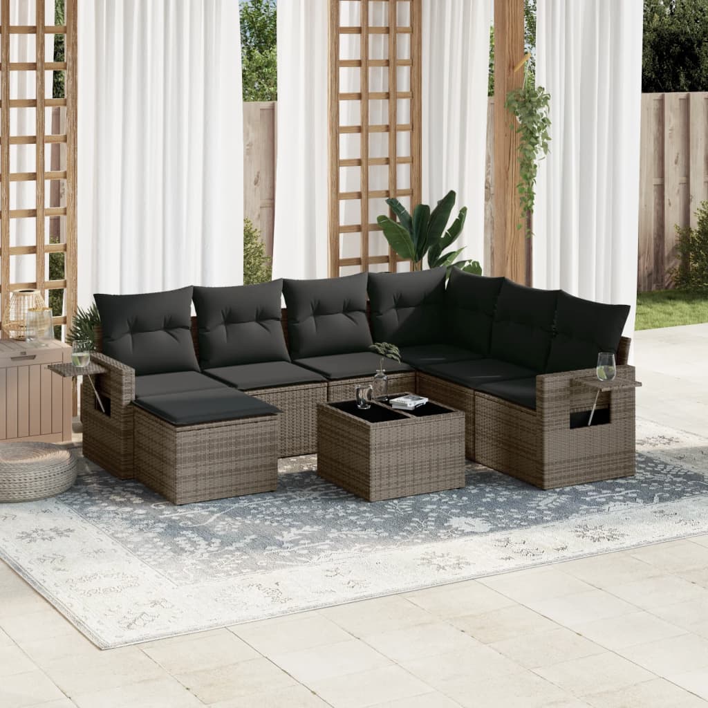 sofasæt til haven 8 dele med hynder polyrattan grå