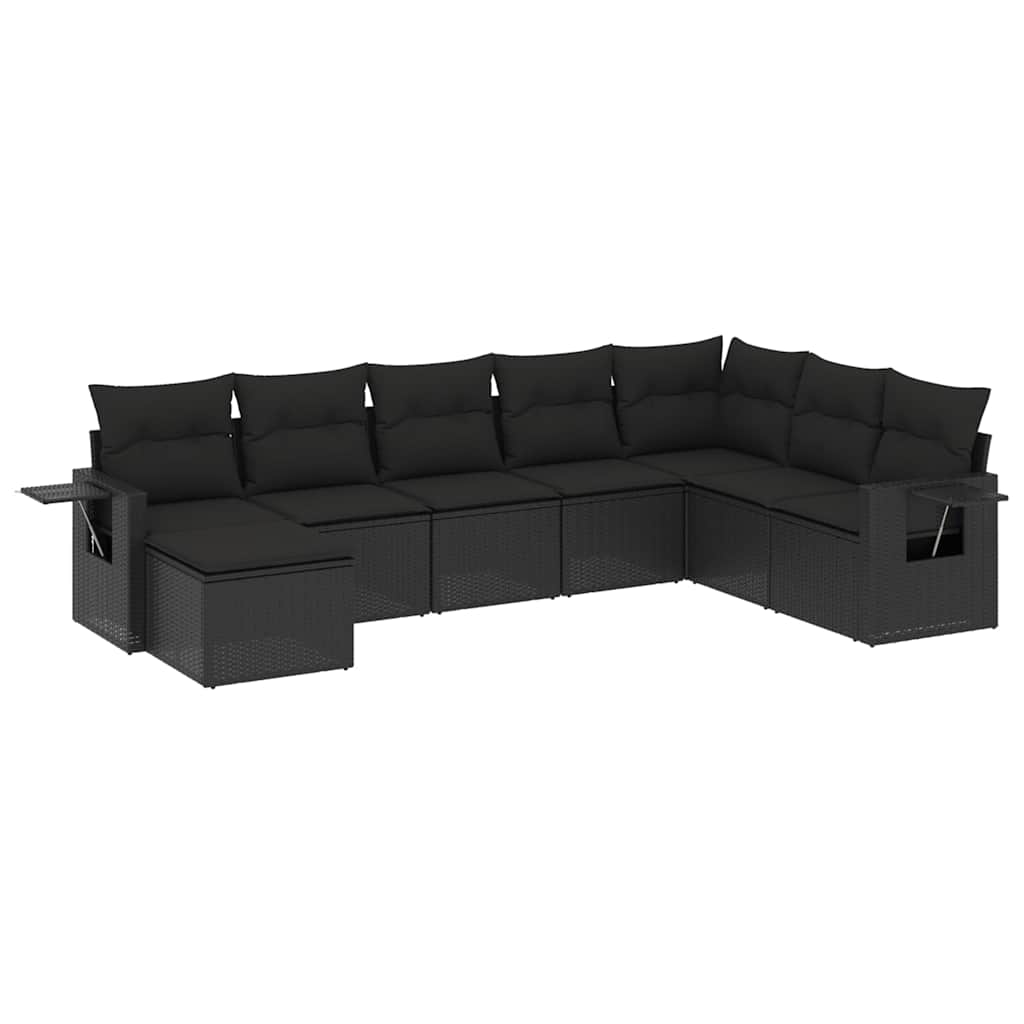 sofasæt til haven 8 dele med hynder polyrattan sort