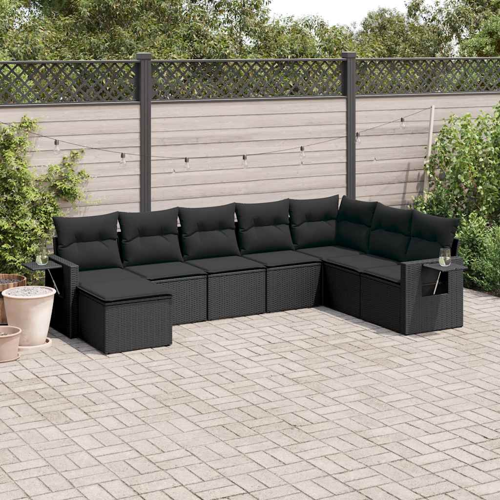 sofasæt til haven 8 dele med hynder polyrattan sort