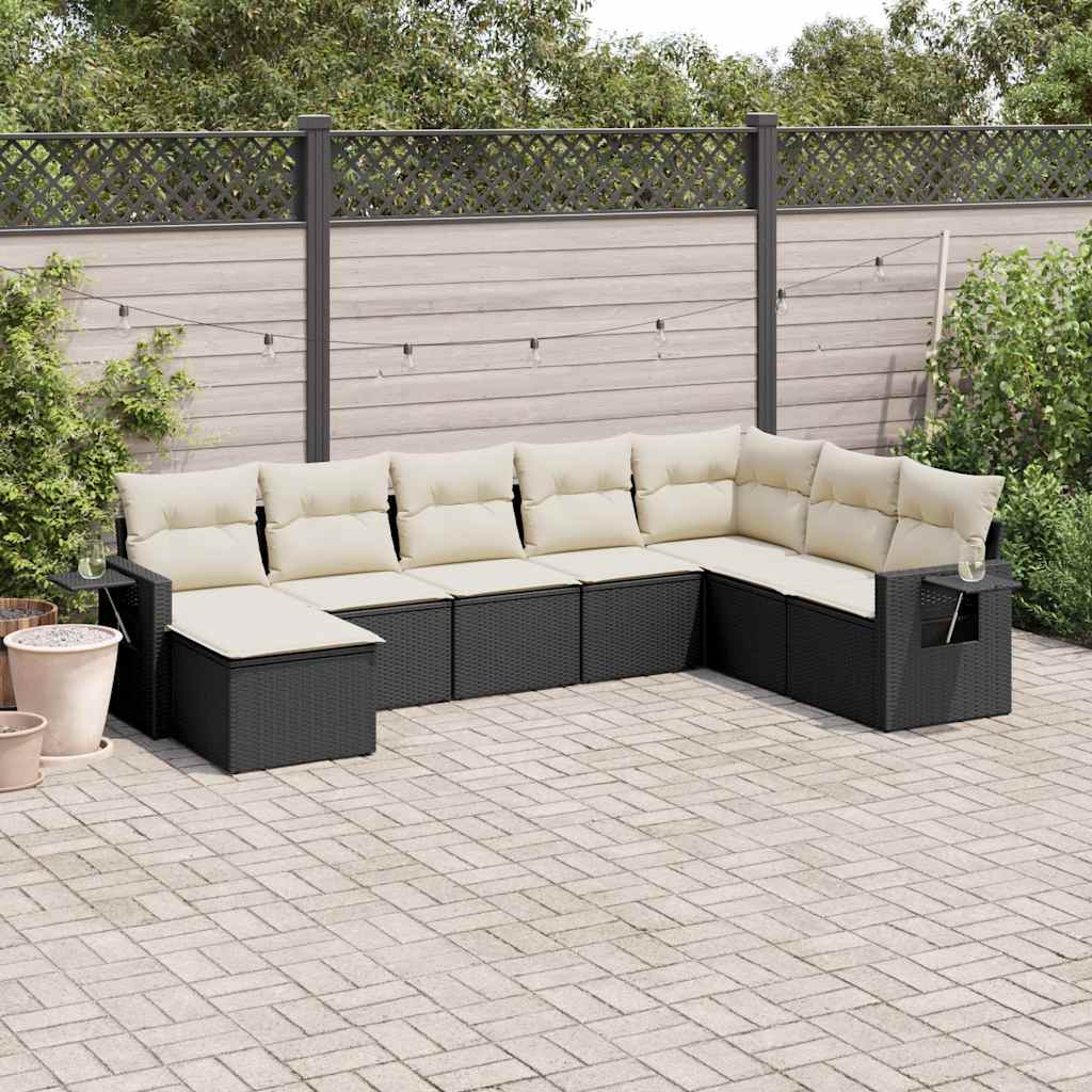 sofasæt til haven 8 dele med hynder polyrattan sort